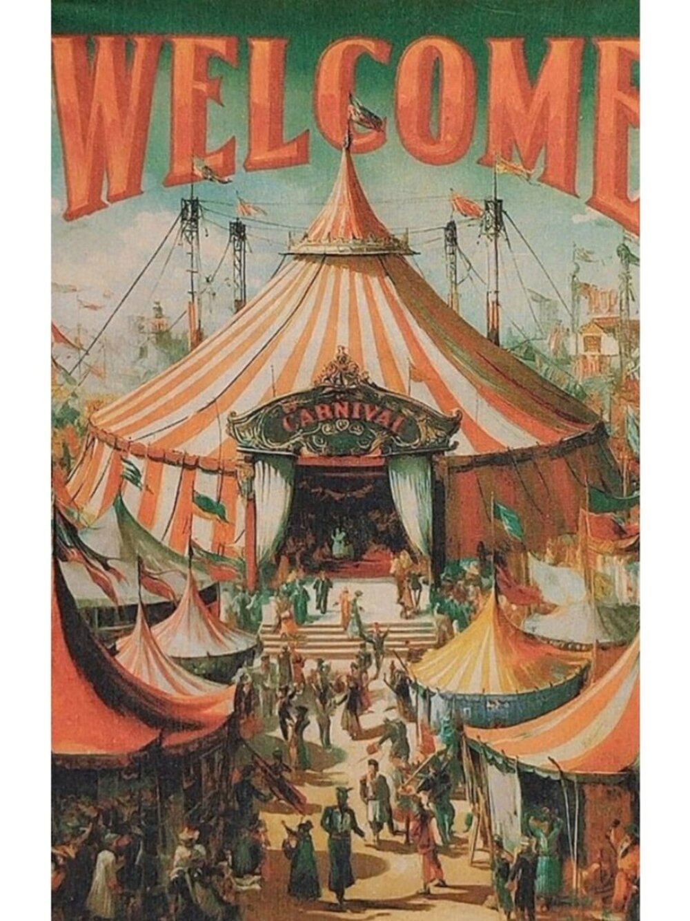 NWT Welcome Carnival Dark Circus Banner Halloween Decor Goth Steampunk Ashland